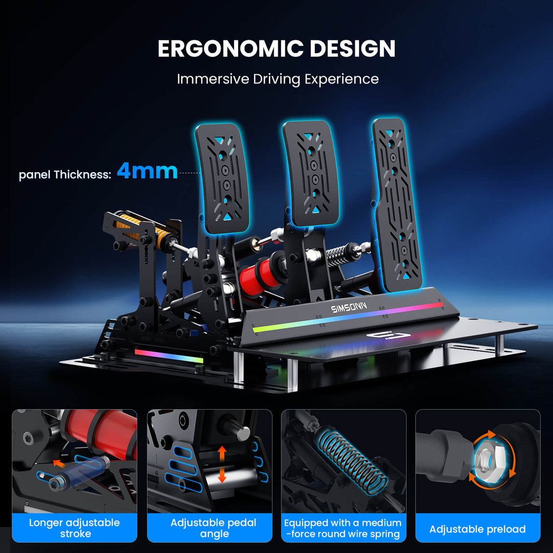 Simsonn Pro X Ultra Sim Racing Pedal – Compatible with Simsonn Rumble Module