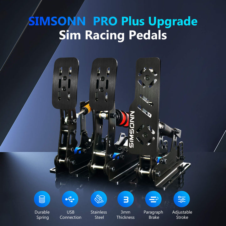 Simsonn Plus X Pedal Racing Simulator Pedals Upgraded from Pro Plus Pedal