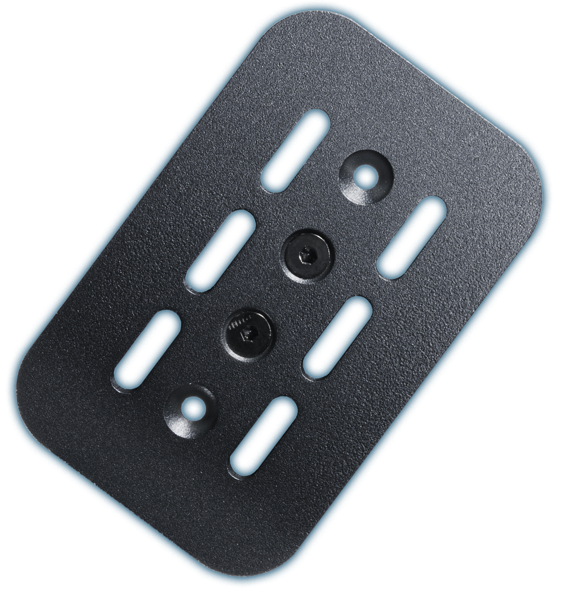 Black brake pedal surface, six long-shaped holes and matte textured surface